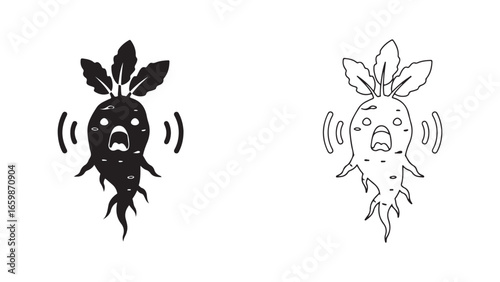 Funny radish character with transparent background