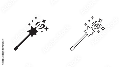 Magic wand icon with stars and sparkles