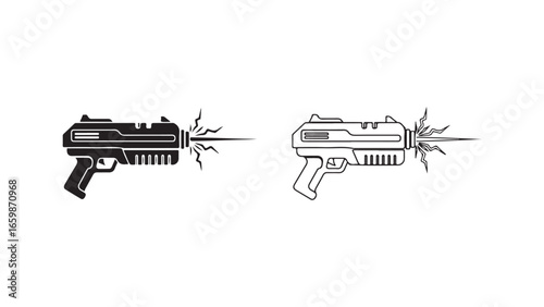 Futuristic blaster icon with transparent background