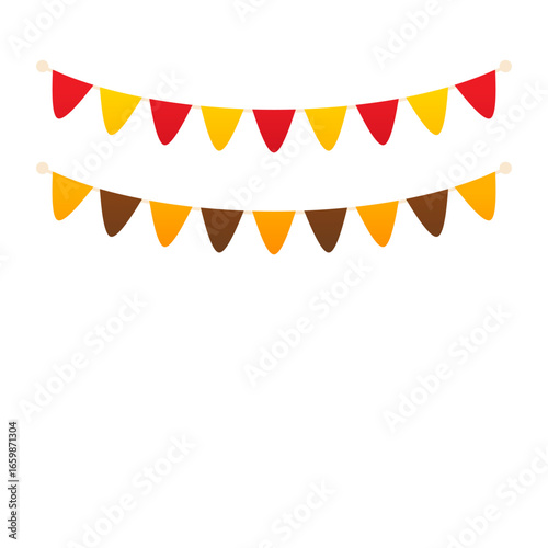 Autumn color bunting flags vector isolated illustration