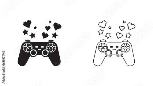 Game controller with hearts and stars