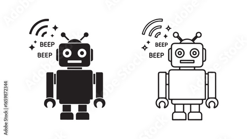 Robot icon with transparent background