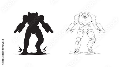 Robot suit concept with transparent background
