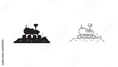 Mars rover icon set with transparent background