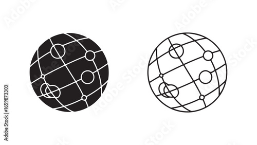 Globe icon with continents and oceans with transparent background