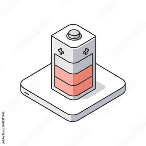 Battery cartoon illustration energy depletion wireless charging concept for mobile phone showing low battery status on a device perfect for technology and energy efficiency themes.