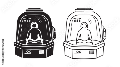Meditation pod concept with transparent background