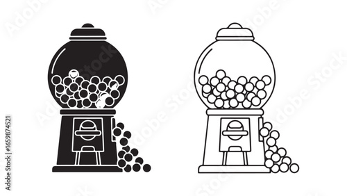 Gumball machine icon in black and white