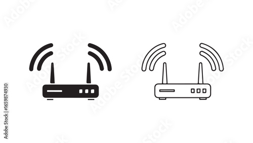 Router icon set with transparent background