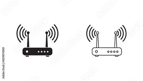 Router icon set with transparent background