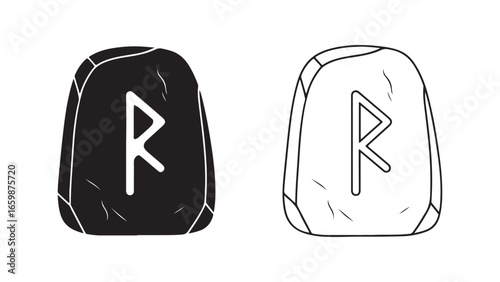 Rune stone with ancient symbol for divination and magic