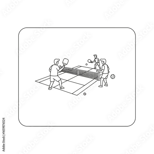pickleball game friends enjoying an energetic pickleball match on an indoor court showcasing the fun competitive spirit ideal for sports and recreation themes