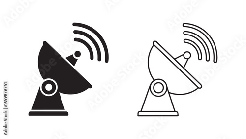 Satellite dish icon set with transparent background