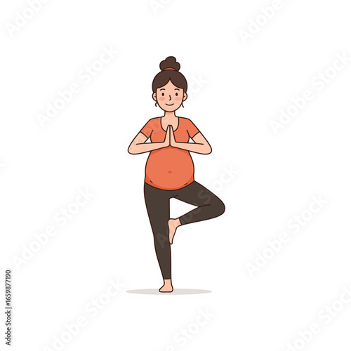 Pregnant woman in tree pose practicing prenatal yoga outdoors for well-being illustrating mindfulness and fitness during pregnancy perfect for health blogs.