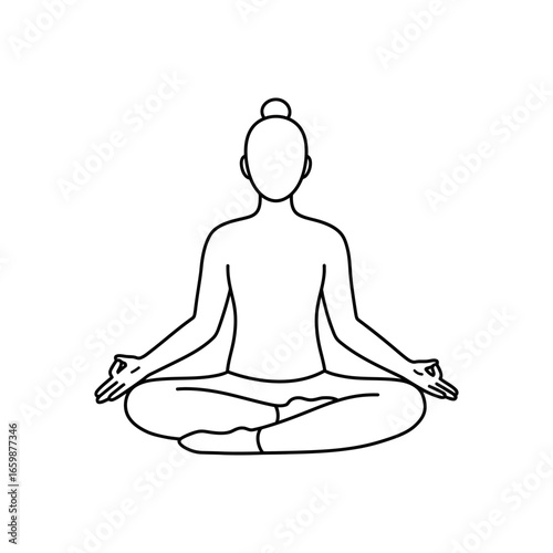 Principal mindful breathing woman meditating in lotus position finding inner peace and relaxation through mindfulness perfect for promoting stress relief and mental well-being spirituality.