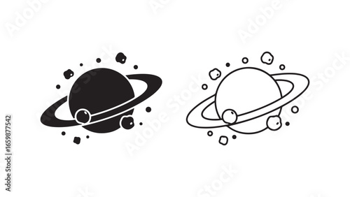 Saturn planet outline with transparent background