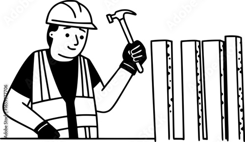 construction worker with hammer