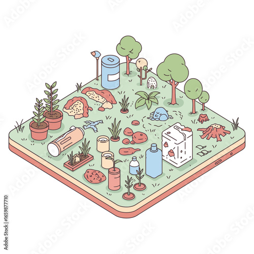 signage ecosystem biodegradable showcasing eco-friendly waste management in a green environment promoting sustainability and environmental responsibility ideal for eco-conscious marketing