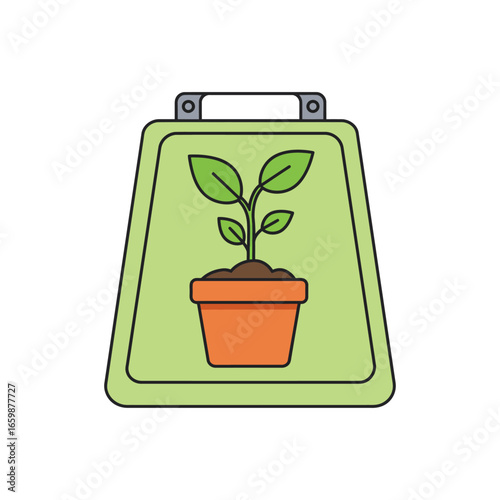 Signage ecosystem featuring a biodegradable seedling displayed to promote environmental awareness and sustainable plant growth initiatives.