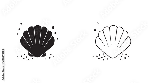 Seashell icon outline and filled with transparent background