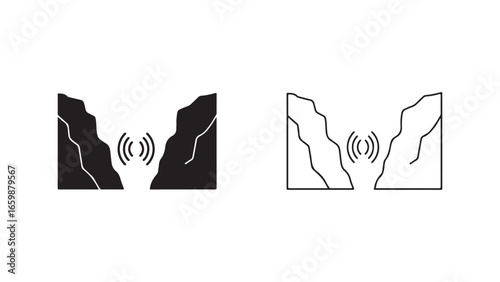 Mountain landscape with wireless signal icon