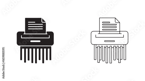 Shredder icon with paper, document disposal