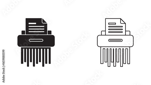 Shredder with document icon outline and filled style