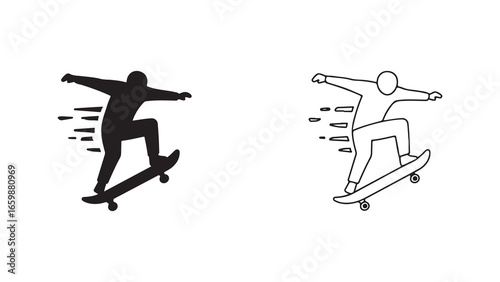 Skateboarder jumping with transparent background