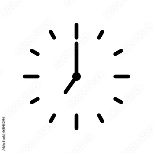 Minimalist Clock Icon Displaying Eleven O'clock in Black and White Design