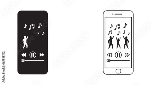 Music player interface with dancing figures