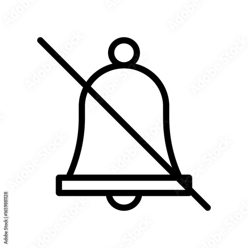 Muted Notification Bell Icon with Diagonal Line Indicating Silence