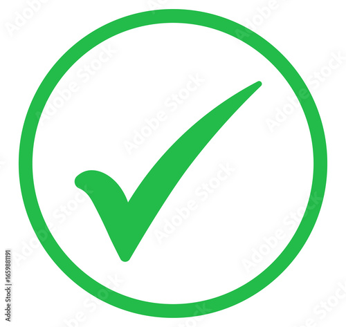 Free Download Green check mark icon with circle border, approval, confirmation, and success symbol PNG with transparent background - GFXLoad