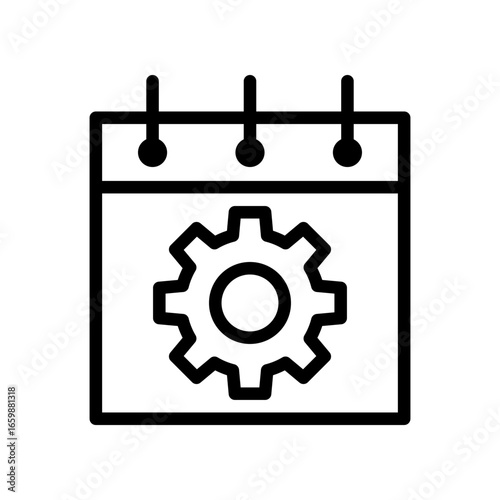 Minimalist Calendar Illustration with Gear Symbol for Productivity Concept