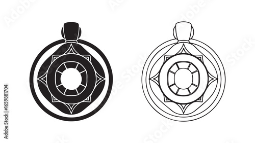Mystical circle emblem with transparent background
