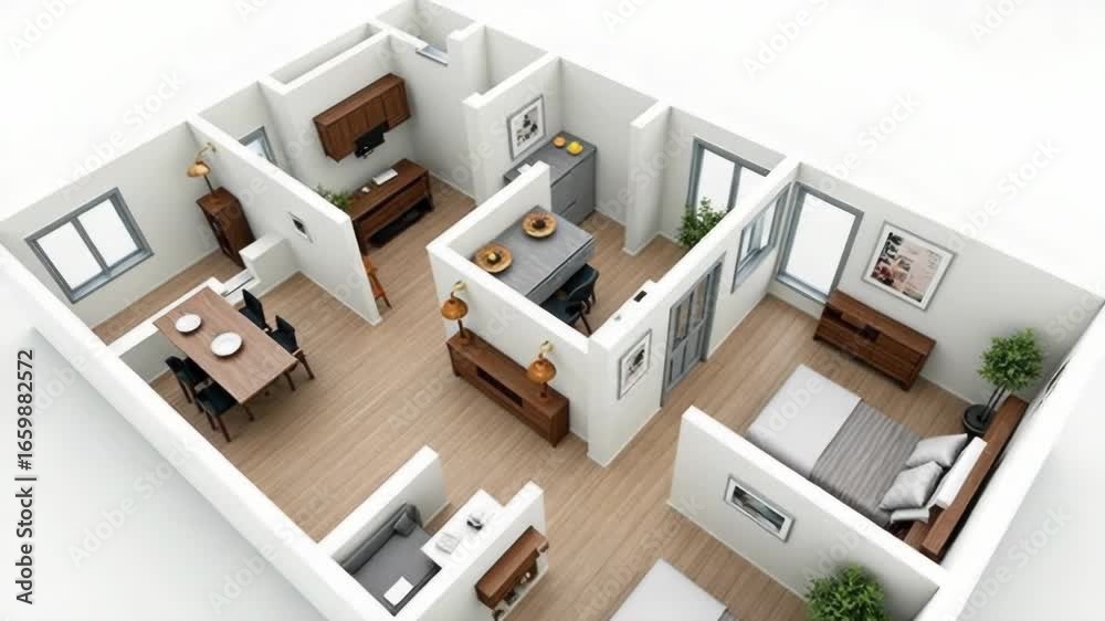 Modern building plan shows small apartment layout. Interior design ...