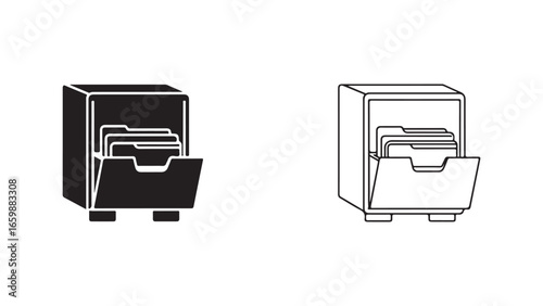 Office filing cabinet with folders