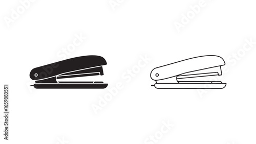 Office stapler icon set with transparent background