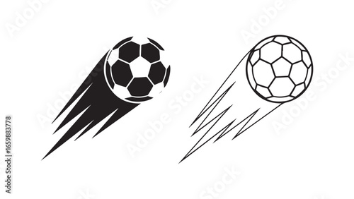 Soccer ball in motion with transparent background