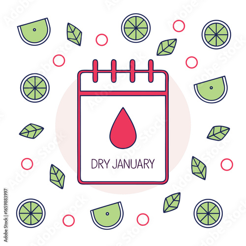 Creative vector illustration for dry january campaign isolated on white background