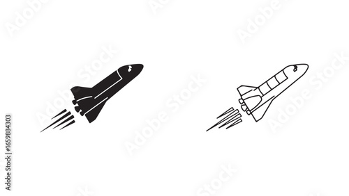 Space shuttle launch icon with transparent background
