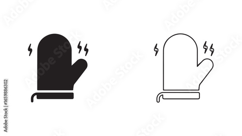 Oven mitt icon with lightning bolts with transparent background