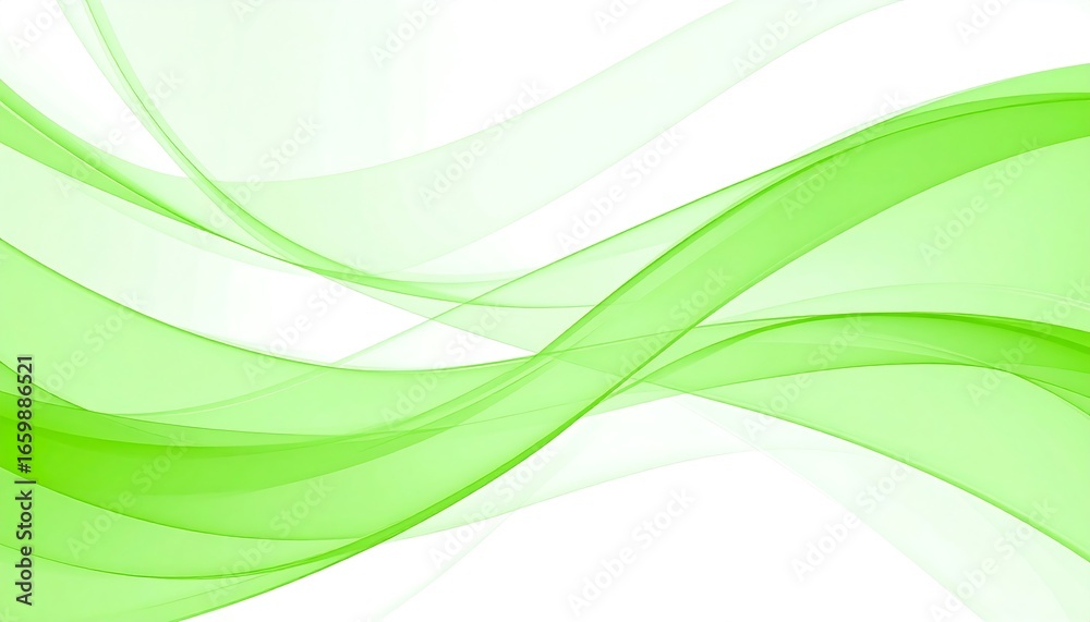 Fototapeta premium Green abstract wavy lines on white.
