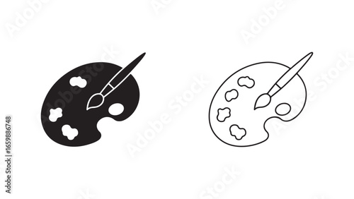 Palette and paintbrush icon with transparent background