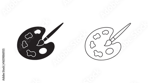 Palette and paintbrush icon with transparent background