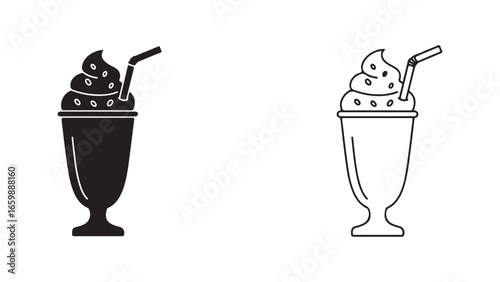 Sundae icon with whipped cream and straw