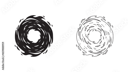 Swirling vortex shapes in black and white