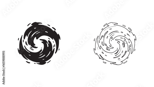 Swirling vortex shapes in black and white