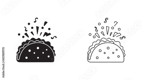 Taco food icon set with transparent background