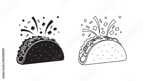 Taco food outline with scattered toppings