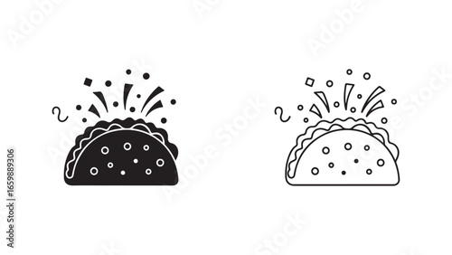 Taco icon set with transparent background